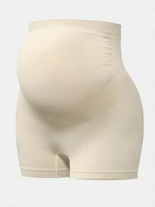Maternity High Waist Belly Support Shorts, With Expandable Abdominal Support Panel, Suitable For Prenatal Yoga - Beige - View 6