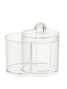 二合一水钻塑料收纳盒，桌面化妆品收纳盒，带双圆形隔层 - 现代梳妆台收纳盒，带盖，浴室梳妆台整理盒，可收纳化妆刷、口红、美容工具，女士礼物，圣诞礼物，女士礼品创意，房间装饰 - 彩色 - 查看 12