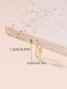 1 件个性化简约 U 型鼻夹，闪亮 CZ 水滴设计，立方氧化锆鼻环，女士无孔鼻夹饰品，金色 - 金黃色 - 查看 4