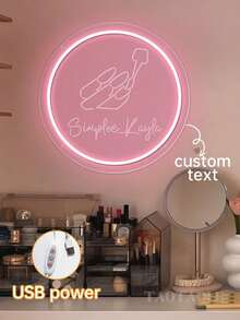 Customized Neon Sign For Nail Salon, Personalized Nail Art Neon Sign Designed Specifically For Nail Salons, USB-Powered LED Nail Art Wall Decor Sign. - The Perfect Choice For Personalized Gifts And Beauty Studio Decor! - Multicolor - View 7
