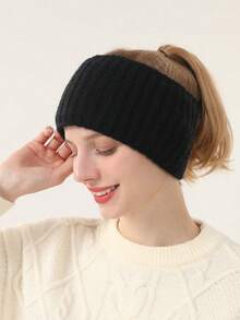 1件套女士冬季保暖针织柔软弹力双层加厚竖条纹图案头带，吸汗运动头带，防寒护耳头带，女士耳罩头带，适合日常生活和运动/瑜伽锻炼 - 豎條 - 查看 7