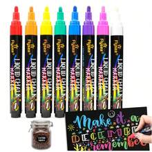 8 قطع/12 قطعة من أقلام الطباشير السائلة الملونة، قابلة للغسيل والمسح الرطب، مناسبة للسبورة السوداء والبيضاء، نوافذ الزجاج المضيئة، رسم على نوافذ السيارة، قلم تحديد فلورسنت