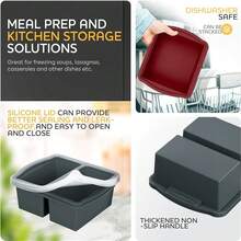 Silicone Freezer Trays With Lids, Set Of 4 - With 1cup And 2 Cup Silicone Freezer Molds For Freezing Soups, Sauces And Individual Microwave ,One-Size,4PackGreyandred - 4包灰色和紅色 - 查看 7