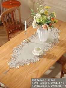 100% 涤纶双色水溶性蕾丝花边厨房/餐桌旗、橱柜/架子防尘罩、餐垫、家居装饰、节日/派对/婚礼装饰，1 件 - 卡其色 - 查看 14