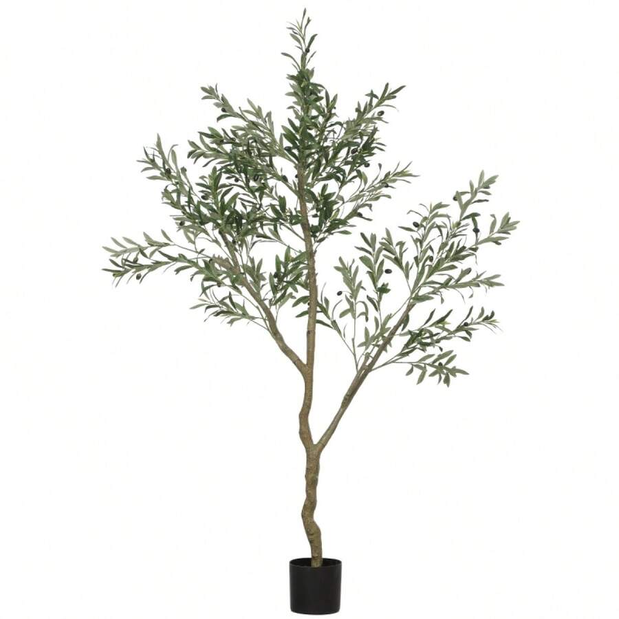 HOMCOM 180 Artificial Olive Tree, Potted Artificial Olive Tree, Lifelike Artificial Tree With Artificial Grass And Moss For Living Room, Office, Bedroom, Garden - 1 - View 1