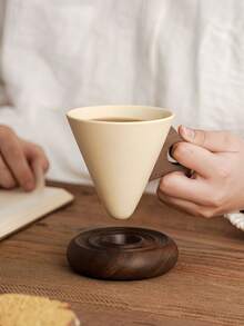 复古纹理卡布奇诺咖啡杯碟套装 | 法国利摩日瓷器 | 专利防溅漏斗设计 | 适用于意式浓缩咖啡、拿铁和玛奇朵