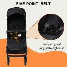Lightweight Baby Stroller, Foldable Stroller, Widened Sunshade With Zipper, One-Touch Collection, Adjustable Backrest, Breathable Mesh, Easy To Carry, Suitable For Travel - Black - View 7