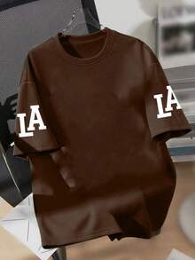 男童标语印花圆领休闲T恤，面料柔软，街头风十足，适合度假穿着。男女童皆宜，日常穿着，也可作为礼物送给家人、女友或朋友。 - 棕色 - 查看 3