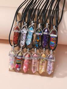 12pcs Multicolor Forest Series Crystal Glass Stone Vacation Gift Necklaces - Multicolor - View 4