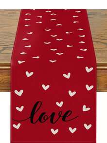 1件情人节心形图案桌旗，情人节家居装饰桌旗，室内/室外派对用品，房间装饰，适用于情人节家居厨房装饰和圣诞派对装饰 - 彩色 - 查看 7