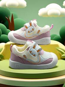 一雙卡通設計網狀PU鉤環平底休閒運動鞋，適合春夏季嬰幼兒穿著。 - 粉色 - 查看 7