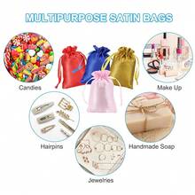 Satin Bags With Drawstring, 3 Pack 4x6 Inch Wedding Favor Bags Mini Gift Packaging Bags For Birthday Christmas Jewelry Party, Green Champagne Gold Tone,Green - Green - View 5
