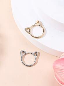 1pc Versatile Minimalist Cute Alloy Owl Accessory Jewelry - Cat Head - View 3