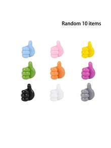 1pc/5pcs/10pcs/20pcs Thumb Shaped Wall Mount Hooks (Random Color) - Multicolor - View 8