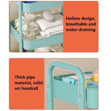 3-Tier Rolling Metal Storage Organizer - Mobile Utility Cart, Kitchen Cart With Caster Wheels - Blue - View 4