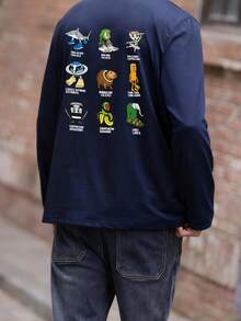 Tween Boy 意大利 Brainrot 图案长袖 T 恤，秋冬上衣