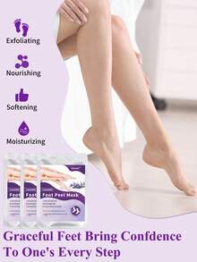 5双装足部去角质面膜，去除死皮并滋润护理，不含酒精，富含透明质酸和甘油，缓解干燥皲裂的脚后跟，软化粗糙的足部SPA袜，秋冬季皲裂足部护理，圣诞礼盒装（男女通用）