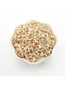 100 pezzi 12*7mm Moschettoni e anelli aperti misti colore oro e argento, accessori per la realizzazione di gioielli come bracciali, collane e altro - kc oro - Visualizzare 1