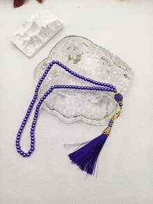 1串/6串伊斯兰祈祷念珠，99颗玻璃仿珍珠线珠，用于穆斯林礼拜和阿拉伯赞美手链 - 彩色 - 查看 15