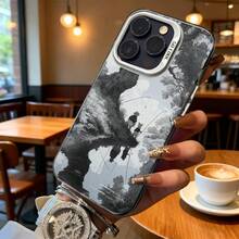 Funda para teléfono con impresión de paisaje de pesca en gris, negro y blanco para  14 Pro Max,  13 Pro,  Galaxy S23, S22 Plus, ajuste universal para todas las estaciones, opción de regalo ideal - Plateado - Ver 6