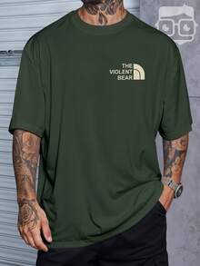 Oversized Streetwear Bear T-Shirt Skater Violent Street Fashion 3262 NERD VEST - xanh quân đội - Xem 2