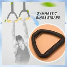 Adjustable Fitness Gymnastic Ring Set Nylon Strap Handle Pull-Up Tension Belt Stretching Gymnastics Ring Home Gym Non-Slip Shoulder Straps Home Workouts Strength Training Fitness Equipment
