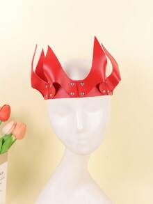 1 peça Coroa de Rainha Sexy em Couro PU Vermelho, Ideal para Fantasias de Festas Festivas, Carnaval, Natal e Dia dos Namorados. - Vermelho - Ver 4
