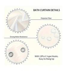 1/4Pcs Shower Curtain Sets With-Slip Rugs, Toilet Lid Cover And-Slip U Shape Bath, Bathroom Decor With 12 Hooks Xmas Holiday Home Decor(Green) - 白色 - 查看 8