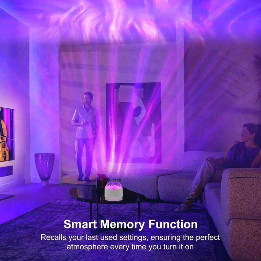 Aurora And Ripple 2-In-1 Projection Light -16 Color RGB LED Ambient Light With Remote Control, USB Power Supply, Nordic Aurora And Ocean Wave Night Light, Suitable For Bedroom, Party Decoration And Meditation | Perfect Gift, Can Be Used As Birthday Gift, Anniversary, Halloween And Christmas Holiday Gift. - Nhiều màu - Xem 1