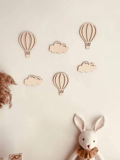 6 st/1 set barnrum nordisk stil ballongmoln träväggdekaler kreativ barnrumsdekor fotografisk bakgrund för barnfotografering babymaterial flickor presenter