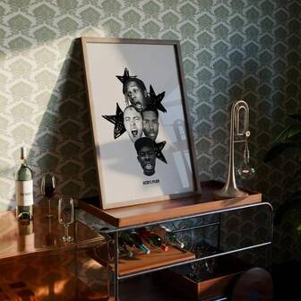 1 Pc Rap Poster | Minimalist Rap Wall Art | Music Gift Printing | Black And White Collage | Modern Street Art Frameless Decoration