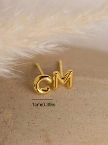 Customized Personalized Letter Balloon Earrings, Customized Bubble Jewelry, Women's Daily Wear Fade-Resistant Earrings, Personalized Letter Earrings, Handmade Jewelry Gift For Mom - Gold - View 6