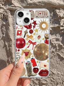 1PC Funda de Teléfono de TPU con Diseño de Bola de Disco Dorada Compatible con iPhone - Multicolor - Ver 4