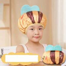 1pc 3D Cartoon Shower Cap, Waterproof Double Layer BathingCap For Kids, Thick & Cute Baby Shampoo Cap
