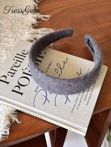 1 قطعة شريط رأس أنيق أحادي اللون متعدد الاستخدامات، شريط رأس رمادي فاخر، إكسسوار شعر للخريف/الشتاء، شريط شعر، دياديما، حلقة شعر