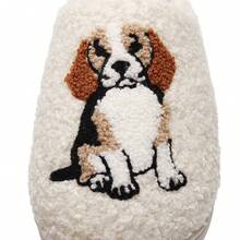 1 Pair Couple's Cute Cartoon Animal (Cat & Dachshund Dog) Decor Fleece-Lined Warm Quiet Non-Slip Couple Home Slippers, Korean Style New Style For Indoor Winter,House Slippers & Couple Slippers,Men' Slippers & Women's Slippers,Cat Slippers & Dog Slippers - Chó săn giày trắng - Xem 6