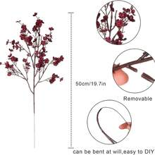 1PC/4PCS Artificial Flower Bouquet Babysbreath Wedding Decoration, Fake Plants Room Decor Fall Decor Fake Flowers Garden Autumn Decor Centerpieces Home Vase Decoration, Dining Room, Bedroom, Bathroom Decoration, Valentine's Day, New Year Decoration, Outdoor Garden Flower Arrangement, Shooting Props, Windowsill Flower Arrangement - autumn red - View 7