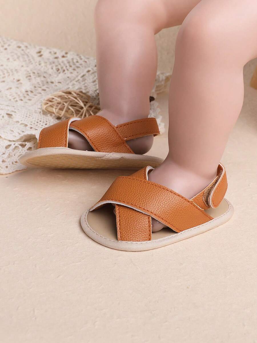 0-1岁婴幼儿鞋，夏季婴儿凉鞋，新生儿透气学步鞋 - 棕色 - 查看 1