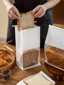 牛皮纸面包袋，带透明窗口 - 可重复密封，自封口，带金属扎带，保鲜 - 适用于烘焙食品、吐司、酸面包、贝果、羊角面包 - 棕色烘焙包装纸