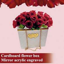 D4 Pcs White Flower Box Paper Bouquet Storage Bucket Hand Bag With Metal Chain Waterproof Florist Flower Boxes For Gifts Wrapping Plies - 白色 - 查看 3