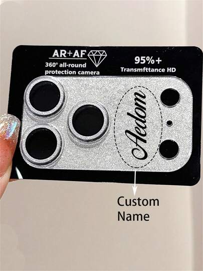 [Customized] Personalized Customized Letters Engraving Name Glitter Mobile Phone Lens Protective Pad Case Compatible With IPhone 17 Pro 17 Pro Max Prevent Scratches Shockproof Protective Cover