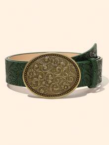 Hot Selling Bohemian Belt New Embossed Niche Retro Carved Buckle Personalized Belt Women's Versatile Spicy Shorts Fashionable - Multicolor - View 3