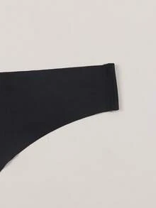 女士性感柔软舒适印花丁字裤，日常内衣，黑色 - 黑色 - 查看 5