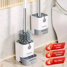 Deep-Cleaning Toilet Brush With Stainless Steel Handle - Flexible Head For Hard-To-Reach Areas Under The Rim, Durable PP Bristles That Won't Shed Or Scratch, Rust-Resistant For Bathroom Use,Toilet Bowl Cleaner Brush, Hard-To-Reach Cleaning, Angle Cleaning Brush, Deep Cleaning Brush, Bendable Brush,Stainless Steel Handle, PP Bristles, Durable Construction, Rust-Proof, Anti-Shedding Bristles - 白色 - 查看 3