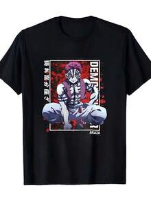 A Casual Printed Round Neck Pullover Short Sleeved T-Shirt Nezuko Kid Slayers Anime Manga Demon Ladies' Crewneck T-Shirt T-Shirts Bring Joy And Happiness To Every Child - 黑色8 - 查看 8