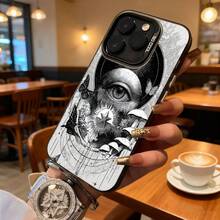 Funda de Teléfono Patrón de Ojos Blancos y Hongos con Estrellas y Mariposas para iPhone 14 15 Pro Max  Galaxy S23 S24 Plus Ajuste Universal para Todas las Estaciones Opción de Regalo Ideal - Plateado - Ver 3