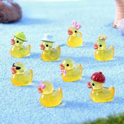 10/20/30 stuks mini hars eendjes, glow-in-the-dark kleine eendjesfiguurtjes, grappige mini hars beeldjes, eendjes met stripfiguren, geschikt voor thuis, auto, kantoordecoratie, tienerfeestjes (willekeurige kleur)