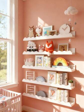 Estantería curva montada en la pared para dormitorio infantil, guardería, habitación de bebé, decoración de habitación de niños