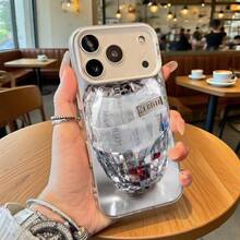 Funda para teléfono con patrón de cristal espejo plateado, impresión de periódico y texto Zerom para iPhone 14 Pro Max y  Galaxy S23 Ultra, adecuada para todas las estaciones, opción de regalo ideal. - Negro - Ver 3