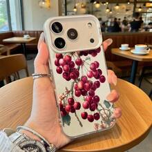 Funda de Teléfono con Patrón de Cereza Blanca para iPhone 14 13 12 11 Pro Max y  Galaxy S23 S22 S21 S20, Opción de Regalo Ideal para Todas las Temporadas - Plateado - Ver 1